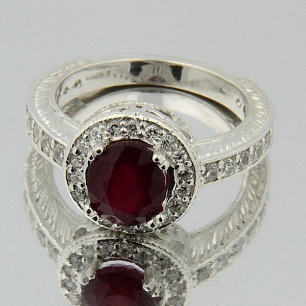 2.63ct natural ruby antique vintage solid sterling silver ring ruby523