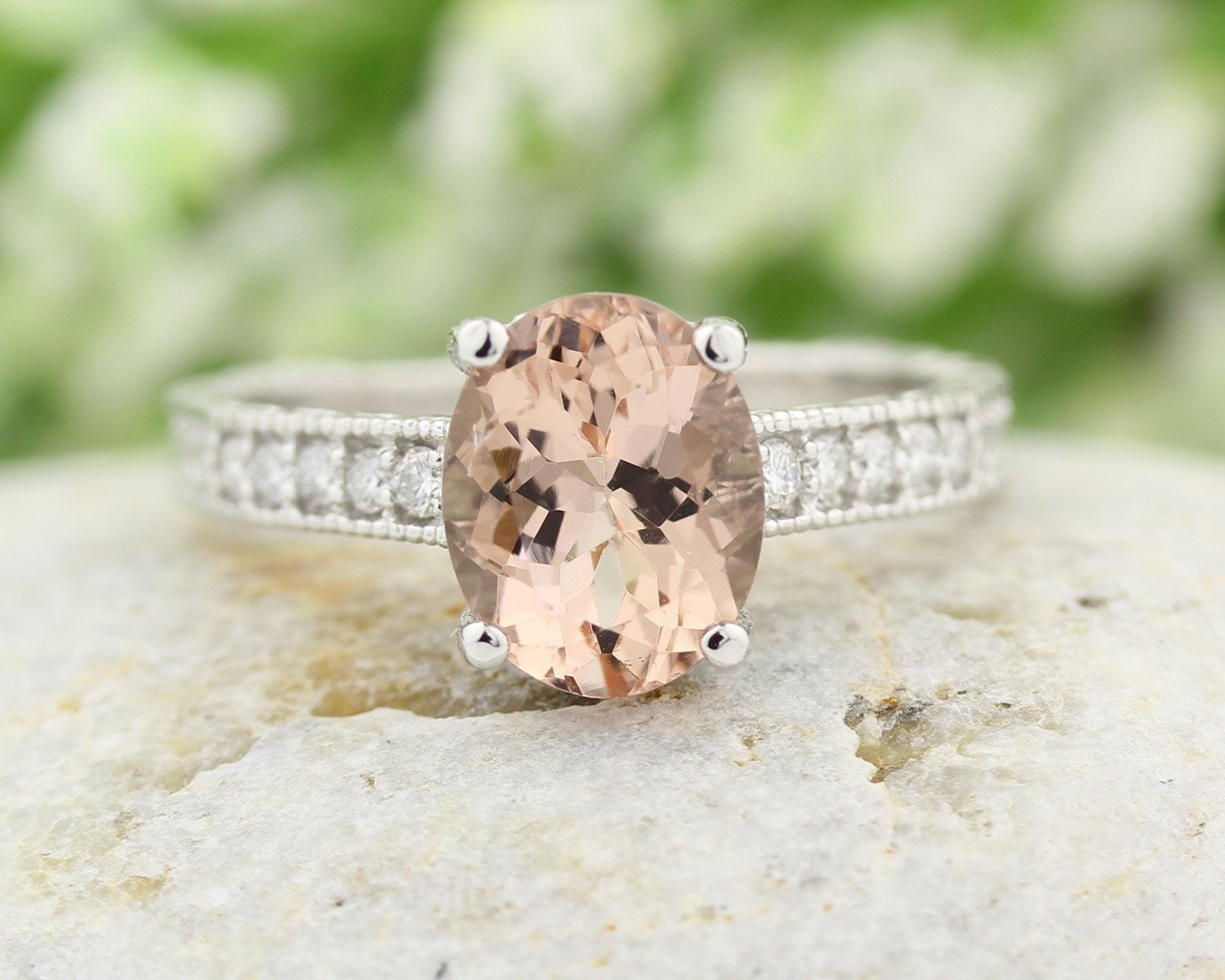 14k White Gold Custom Solitaire Morganite Engagement Ring #103444 - Seattle  Bellevue | Joseph Jewelry