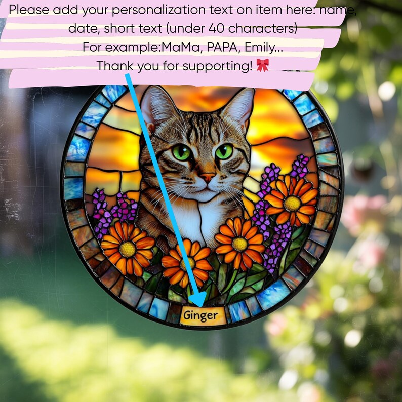 Personalized Cat Memorial Suncatcher, Stained Glass Pet Loss Gift - Etsy
