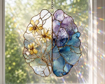 Brain Suncatcher, Therapist Gift, Mental Health Art Decor