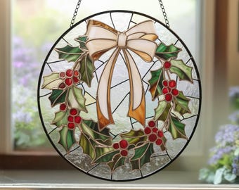 Glass Suncatcher Mockup, Round White Hanging Ornament (PNG)