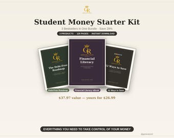 Pacote de Educação Financeira para Estudantes, Roteiro para Sair das Dívidas, Desafios de Poupança (Download Digital)