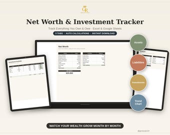 Planilha de Acompanhamento de Patrimônio Líquido, Portfólio de Investimentos, Planilhas Excel do Google (Download Digital)