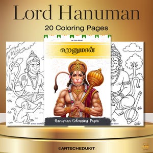 Hanuman Coloring Pages | 20 Hindu God Printable Outlines | Monkey God Coloring Book | Indian Mythology Art for Kids & Adults