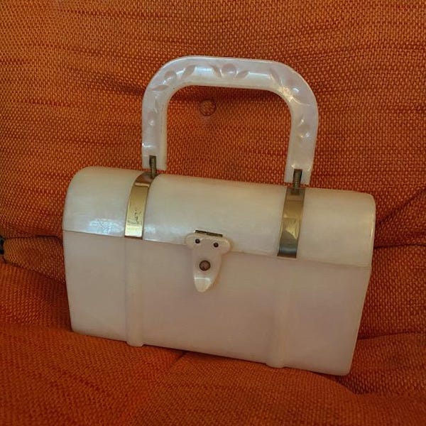 Vintage Lucite White “Lunchbox” purse