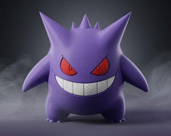 3D Printed Gengar Pokemon Figure - 5 Inch Purple Ghost Pokemon Statue, Collectible Desk Decor, Pokemon Gift