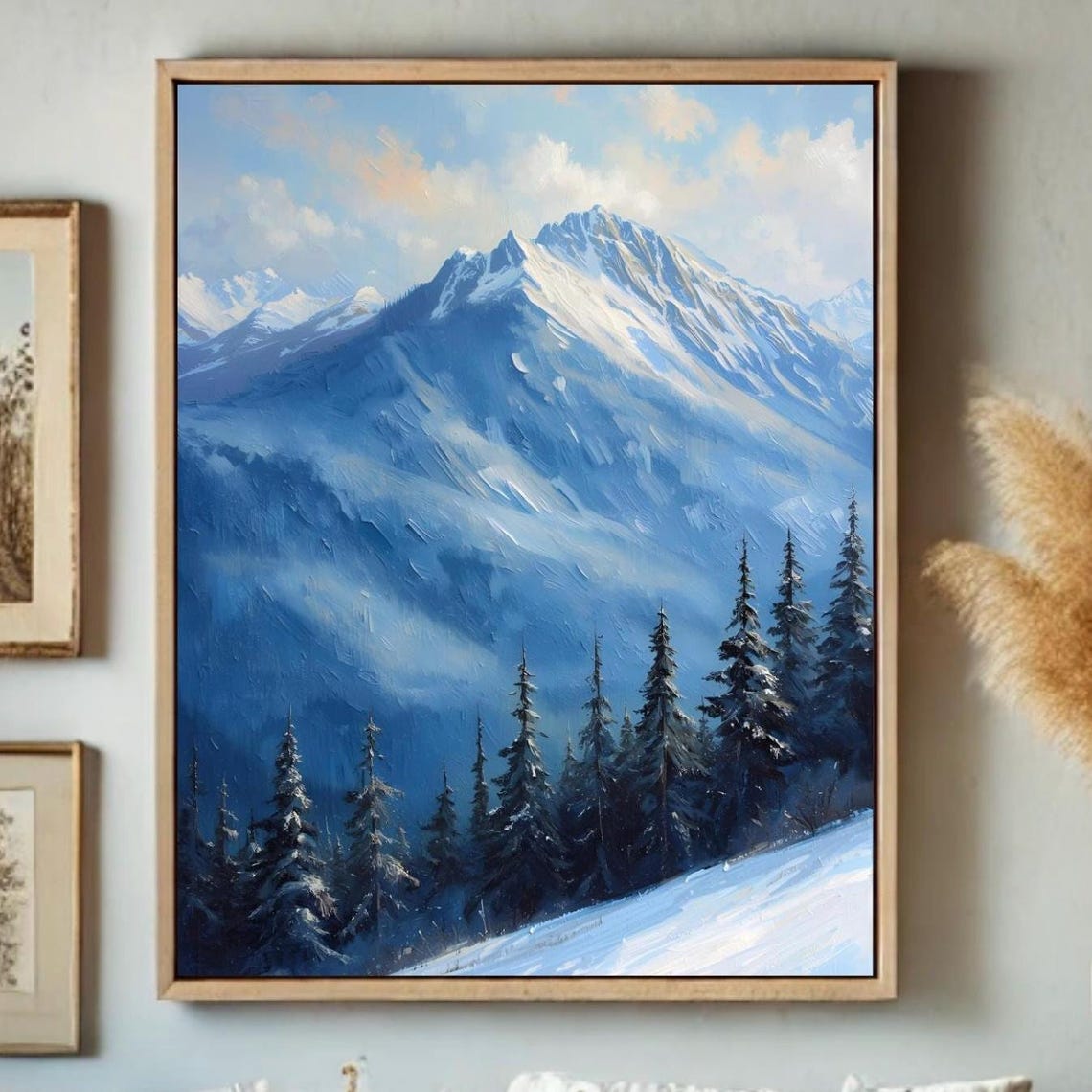 Snowy Mountain Landscape Art Print, Mountain Wall Art Print Download ...