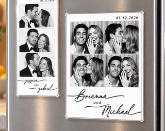 Personalized Photo Strip Magnet, Photo Booth Save the Date Magnet, Custom Couple Photo Gift, Wedding Anniversary Gift