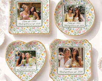 Personalized Maid Of Honor Jewelry Dish, Besties Photo Trinket Dish, Wedding Gift For Best Friend, Bridesmaid Proposal Gifts
