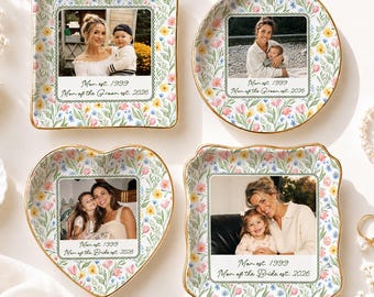 Custom Mother of The Bride Gift, Custom Mom Photo Jewelry Dish, Mother of The Groom Ring Dish, Wedding Gift for Mom, Gift from Daughter
