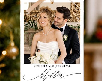 Personalized Wedding Photo Ornament: First Christmas Married Keepsake, Newlywed Gifts, Mr Mrs Ornament, Gift For Couples