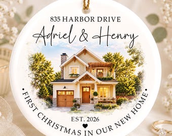 Personalized New Home Ornament, First Christmas in New Home Ornament, Housewarming Gift, Realtor Closing Gift
