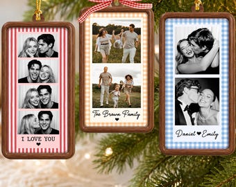 Personalized Photo Strip Christmas Ornament, Custom Family Photo Frame Ornament, Couple Photo Gifts, Family Christmas Gift, Besties Ornament