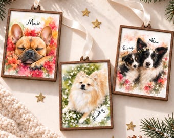 Custom Dog Memorial Photo Ornament, Pet Portrait Sympathy Gifts, Pet Loss Gifts, Dog Remembrance Gift For Dog Mom