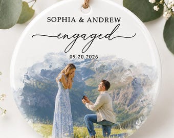 Personalized Engagement Ornament from Photo, Engaged Couple Photo Ornament, Gift for Newly Engaged, Engagement Gifts, Engaged Keepsake