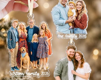 Personalized Family Photo Christmas Ornament: Large Family Christmas Keepsake 2026, Custom Family Picture Gifts, Family Xmas Gifts