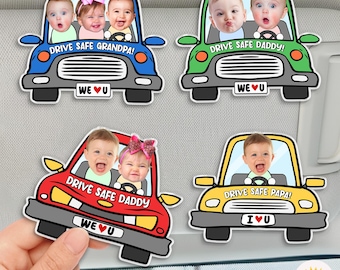 Custom Kids Photo Visor Clip For Dad, Drive Safe Daddy Sun Visor Clip, Father's Day Gift For Husband, Grandpa Gift From Grandkids