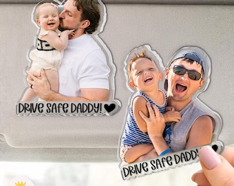 Custom Photo Car Visor Clip, Father's Day Gift for Dad, Drive Safe Daddy Sun Visor Clip, Gift for Dad from Kids, Gift For Husband