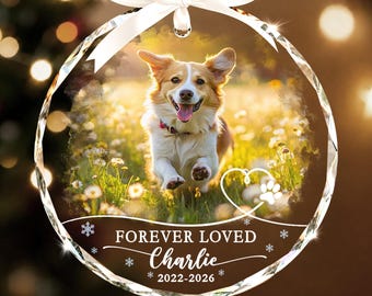 Personalized Dog Memorial Ornament, Custom Photo Pet Memorial Christmas Ornament, Pet Loss Gift, Pet Sympathy Gifts, Dog Loss Keepsake
