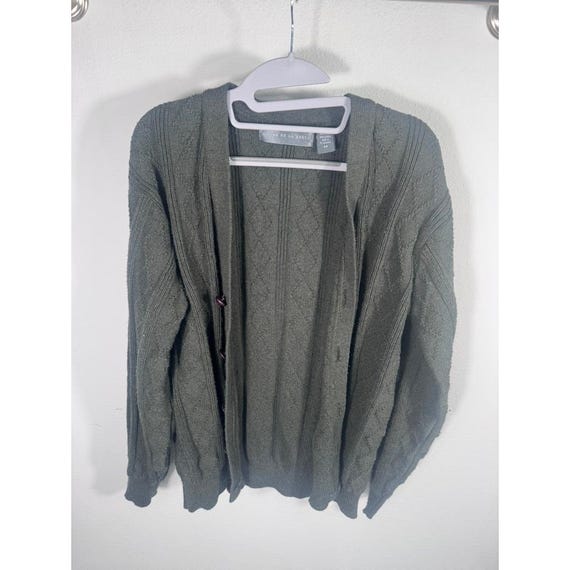 Oscar de la Renta, Vintage Oscar de la Renta Textured Knit Cardigan Sweater Men's Medium 90s Green