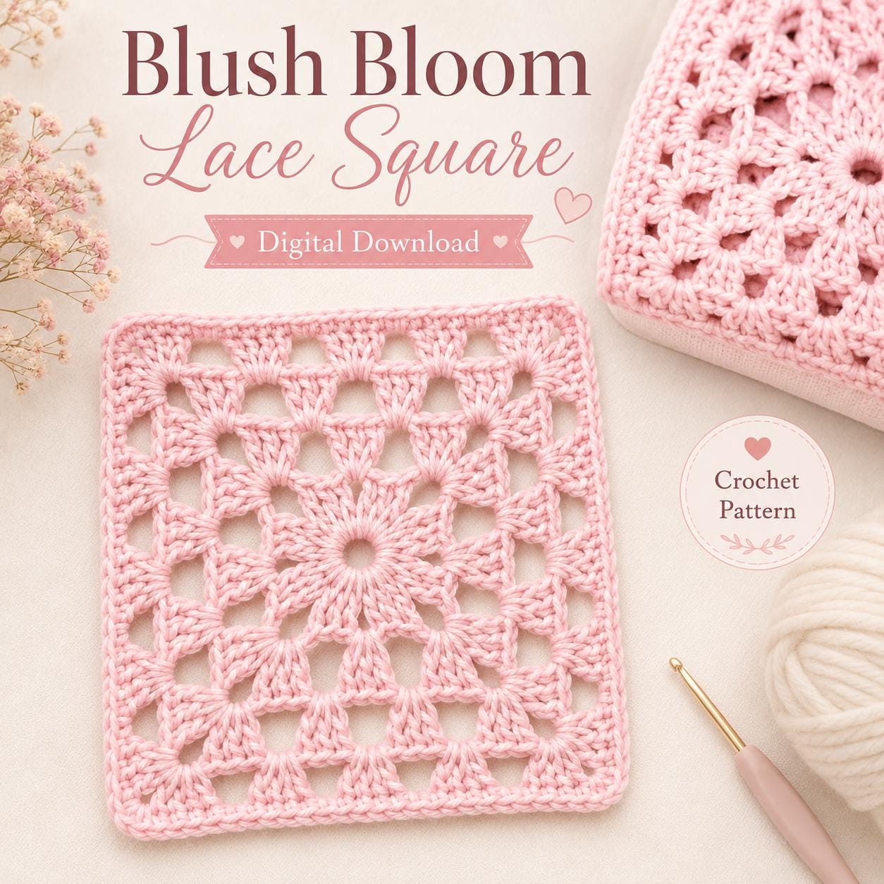Elegant Lace Floral Granny Square