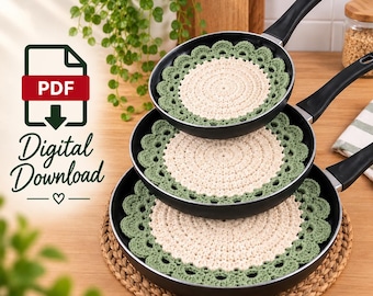 Crochet Pan Protector Pattern PDF Three Sizes Kitchen Pot Separator Digital Download