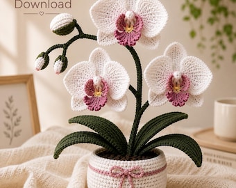 White Orchid Crochet Pattern PDF, Handmade Floral Decor (Digital Download)