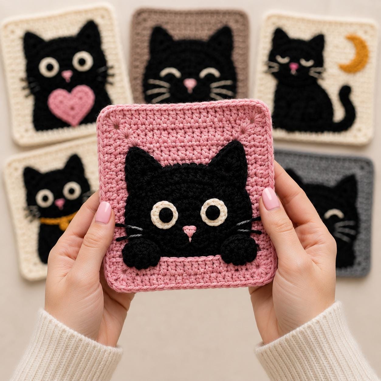 38 Black Cat Crochet Patterns for Amigurumi, Bags, Keychains, and Cozy Handmade Gifts 30 Black Cat Crochet Square
