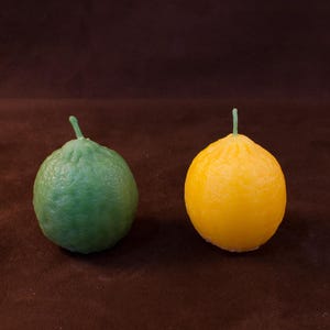 Lemon or Lime Fruit Candle. Realistic Candle Modeled from Real Fruit