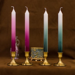 Gradient Ombre Dripless Taper Candles - Unscented, Long Burning - Pair