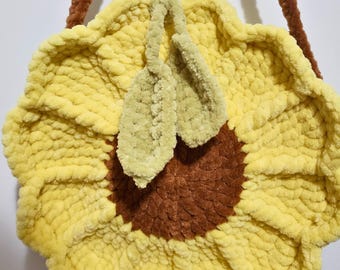 Crochet Sunflower Sling Crossbody Bag