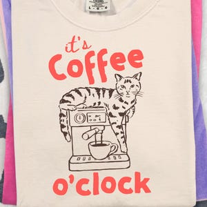 It's Coffee O'Clock PNG, Funny Cat Coffee Sublimation Design, Cat Lover Coffee Shirt PNG, Digital Download