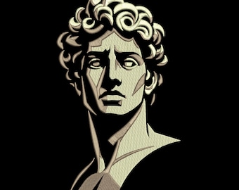 David Statue Face Embroidery Design, Modern Line Art Machine Embroidery Pattern, Greek Statue Embroidery File, 5 Sizes, Instant Download