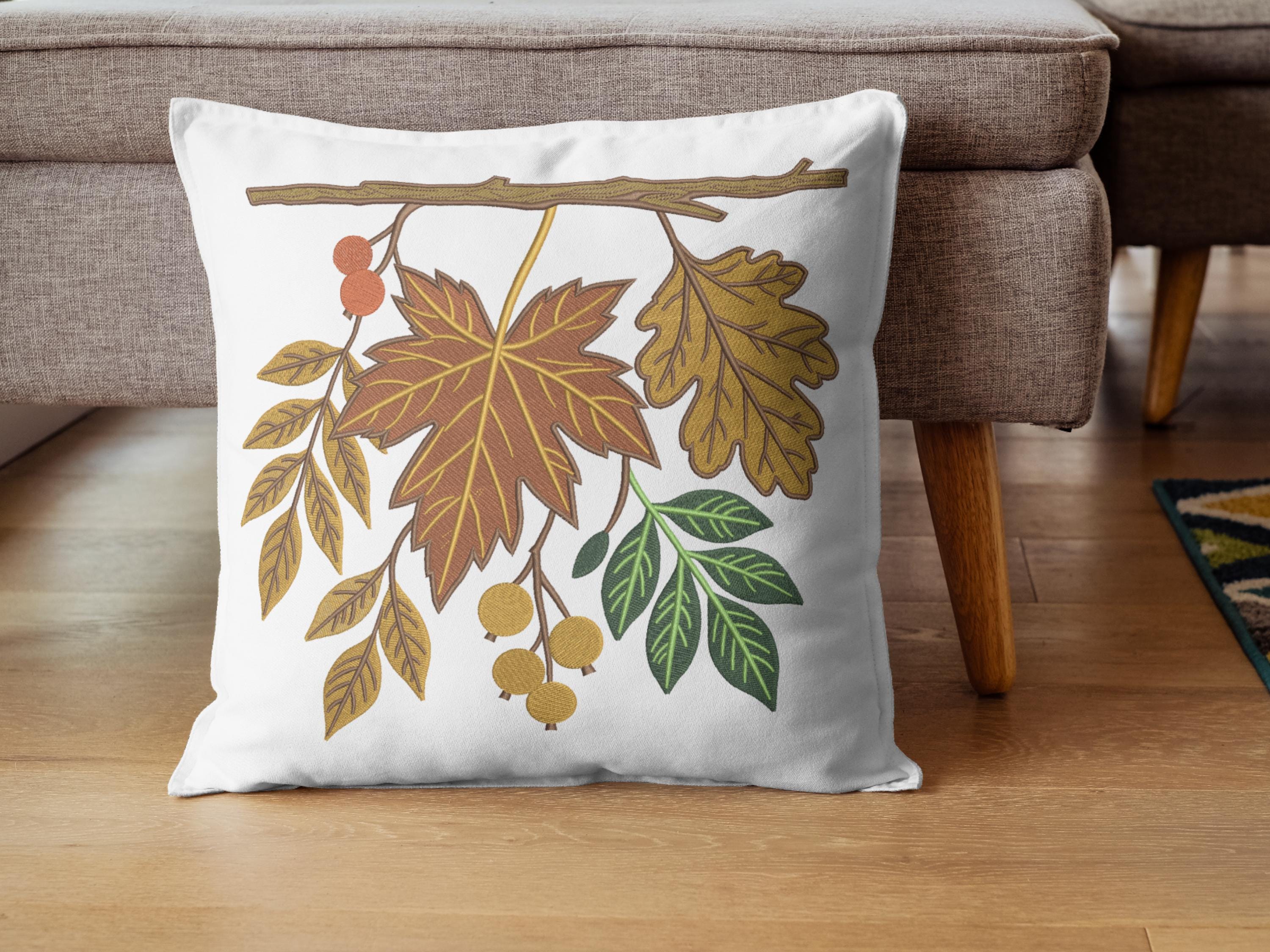 Autumn Leaves Branch Embroidery Design, Fall Foliage Machine Embroidery ...