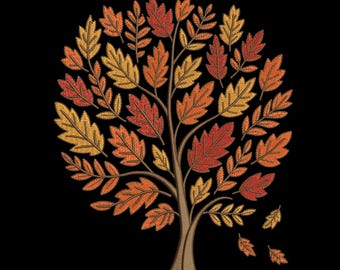 Fall Tree Embroidery Design - Instant Download - Etsy