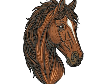 Horse Embroidery Design, Realistic Horse Head Machine Embroidery File, Machine Embroidery Pattern, 5 Sizes, Instant Download