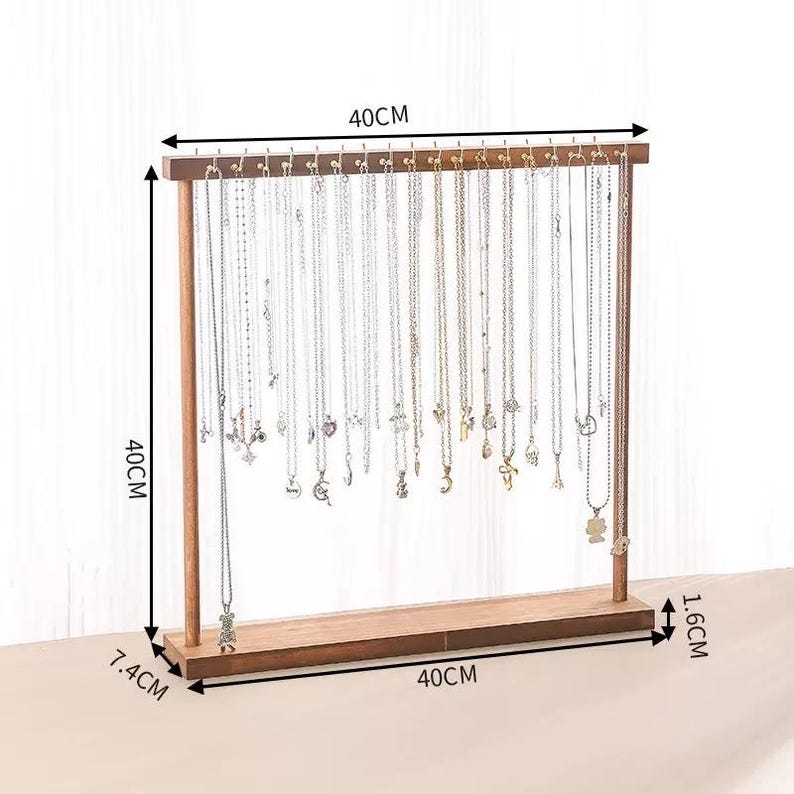 Handchime Racks Large Wooden Double Sided Detachable Jewelry Display Rack – Necklace ...