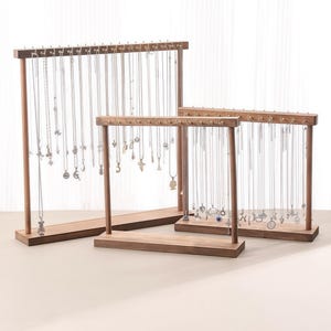 Grande expositor de joias de madeira com dupla face e desmontável – Organizador de colares e pulseiras, suporte para correntes para bancas de mercado e boutiques.