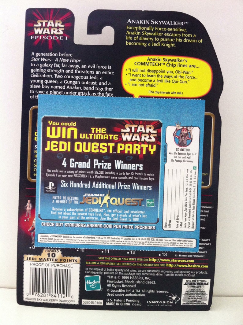 Anakin Skywalker Star Wars Episode 1 Naboo New on Card Etsy