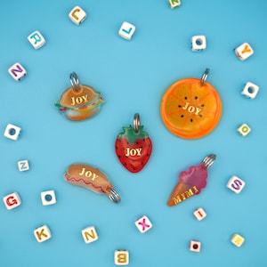 Custom Pet ID Tag, Strawberry Design, Personalized Dog & Cat Tag