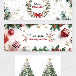 Kinderriegel Mini Adventskalender med 24 Motiven, DIY Weihnachtskalender, druckbare Vorlage kinderriegel banderole, digitaler Ladda ner bild 6