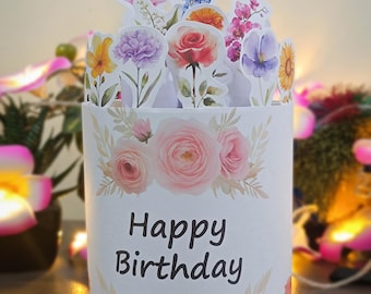 Duplo Banderole Birthday Bouquet, Happy Birthday & Kleines Dankeschön druckbare Vorlage, digitaler Download