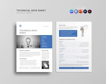 Technical Date Sheet Template, Company Data Sheet Template, Business Fact Sheet, Product Fact Sheet, Digital Download