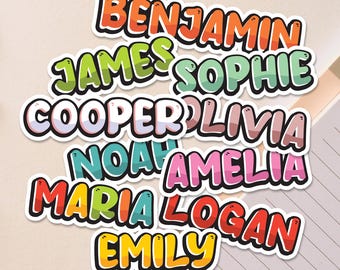 Ontwerp van een gepersonaliseerde naamsticker: printbare naamsticker (digitale download)