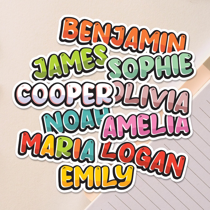 Sticker Name Labels Design Free Custom Name Sticker Design: Personalized Name Label Printable (digital ...
