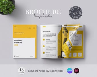 16-Page Business Brochure Template: Canva & InDesign (Digital Download)