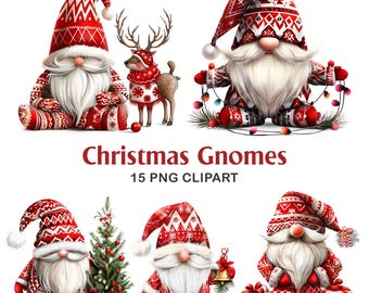 Kerstkabouter clipart: Feestelijke winterse afbeeldingen in PNG-formaat (digitale download)