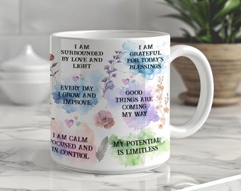 Pastelkleurige dagelijkse bevestiging mok, png PNGEgg | Sublimatieontwerp mok met positieve quote (digitale download)