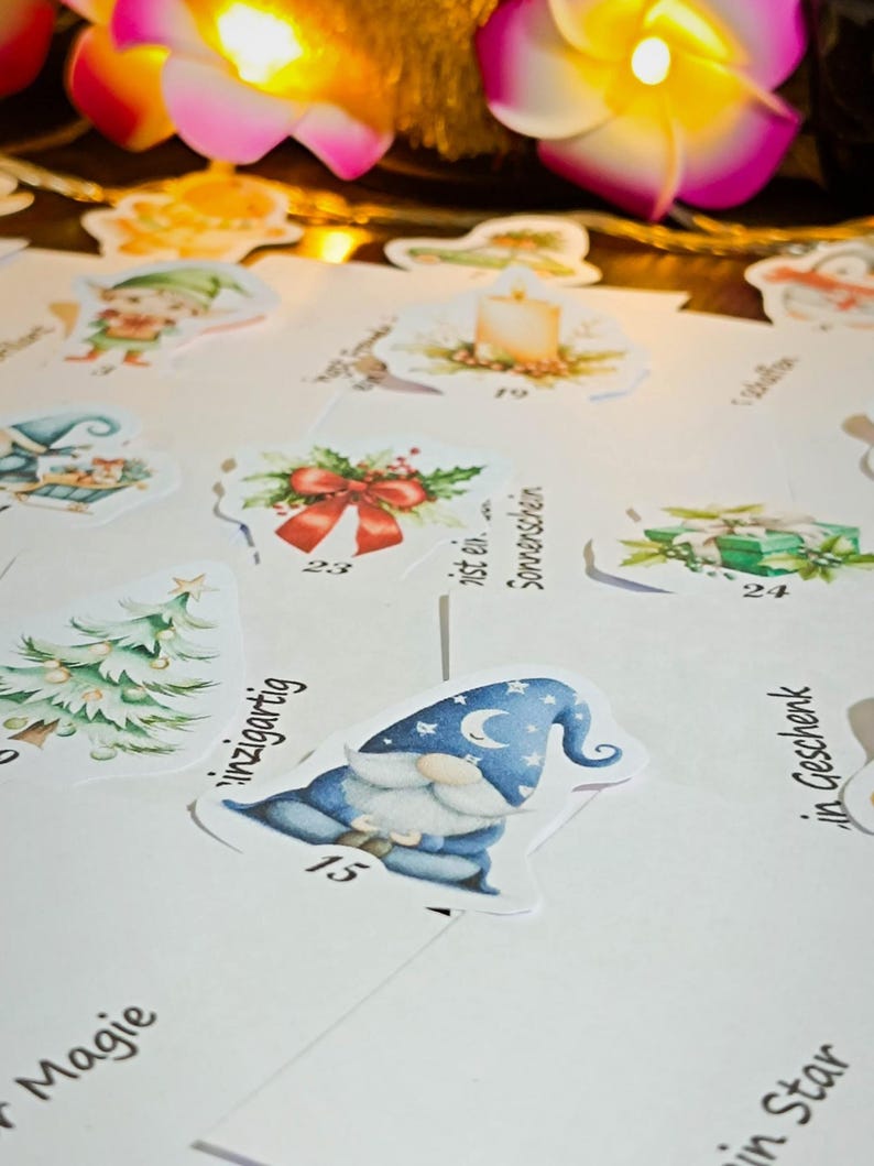 Kinderriegel Mini Adventskalender med 24 Motiven, DIY Weihnachtskalender, druckbare Vorlage kinderriegel banderole, digitaler Ladda ner bild 3