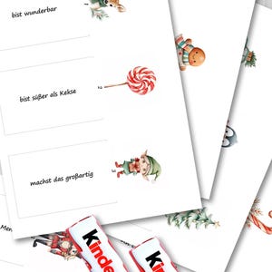 Kinderriegel Mini Adventskalender med 24 Motiven, DIY Weihnachtskalender, druckbare Vorlage kinderriegel banderole, digitaler Ladda ner bild 4